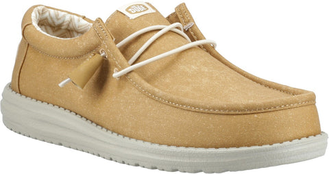 Hey Dude Wally Canvas Cumin Brown Stone Grey Men's Slip On Textile Canvas Shoes