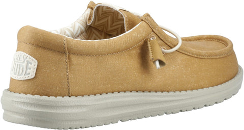 Hey Dude Wally Canvas Cumin Brown Stone Grey Men's Slip On Textile Canvas Shoes