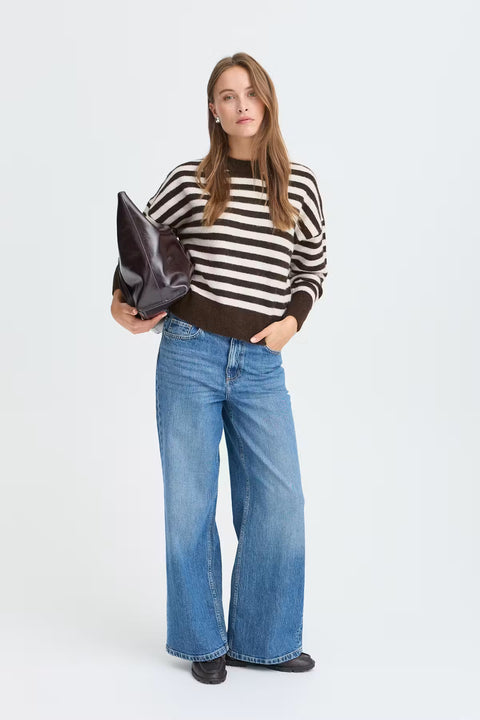 B.Young Womens 20819591 Byomea Crew Jumper Java Birch Stripe