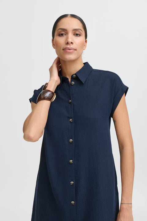 B.Young 20814553 Byfalakka SS Shirt Dress Copenhagen Night