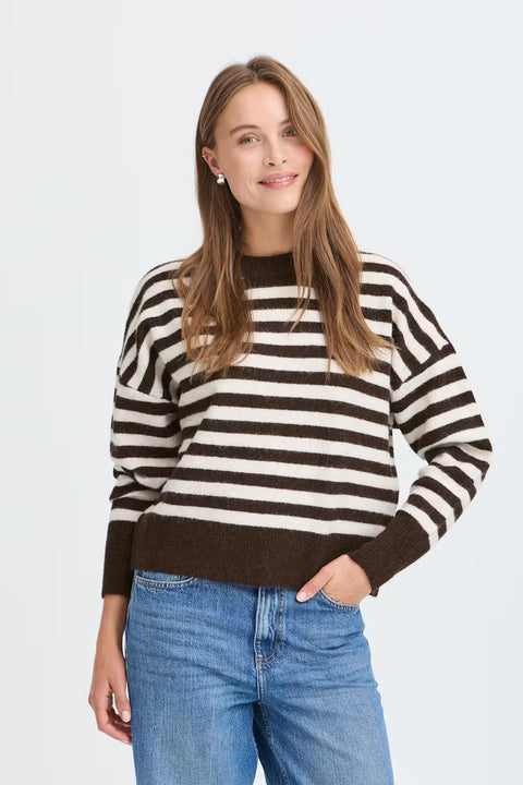 B.Young Womens 20819591 Byomea Crew Jumper Java Birch Stripe