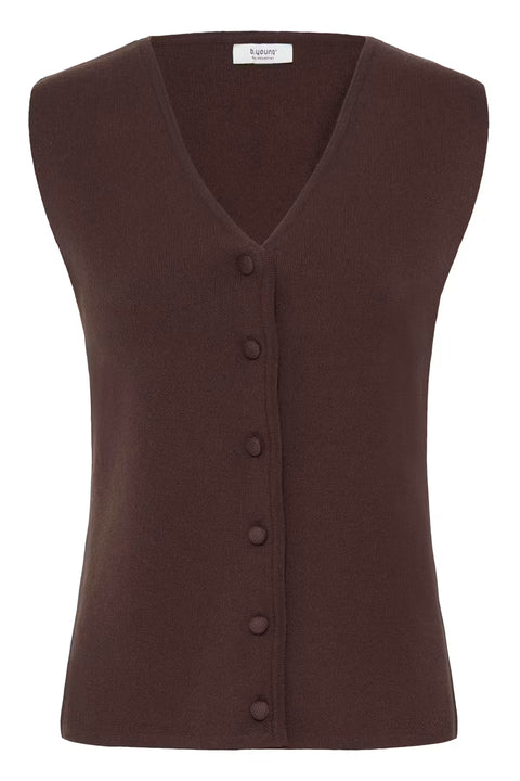 B.Young Womens 20819142 Java Brown BYOTARI V Neck Slipover Sleeveless Knit Vest
