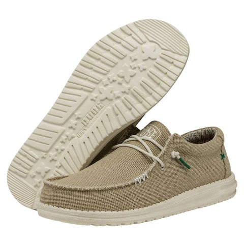 Hey Dude Mens Wally Braided Sand Textile Slip On Shoes