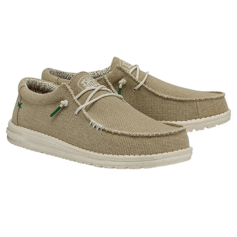 Hey Dude Mens Wally Braided Sand Textile Slip On Shoes