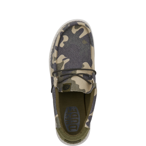 Dude Wally Washed Camo Mens Casual Comfort Canvas Deck Shoes