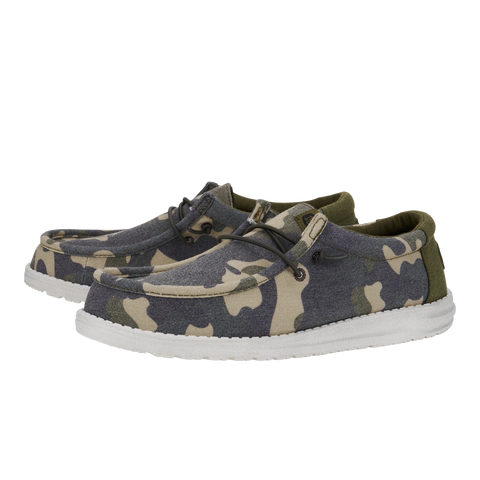 Dude Wally Washed Camo Mens Casual Comfort Canvas Deck Shoes