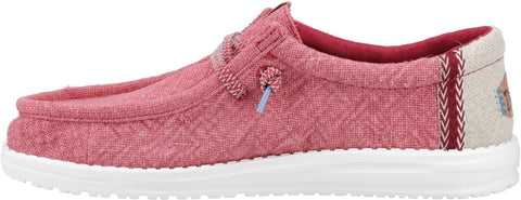 Hey Dude Wally Jute Claret Red/Silver Birch Men's Slip On Textile Canvas Shoes