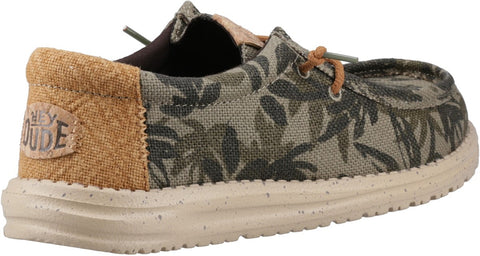 Hey Dude Wally Palm Jute Burnt Olive/Ginger Brown Men's Slip On Textile Shoes