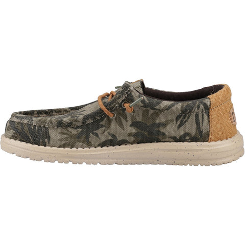 Hey Dude Wally Palm Jute Burnt Olive/Ginger Brown Men's Slip On Textile Shoes
