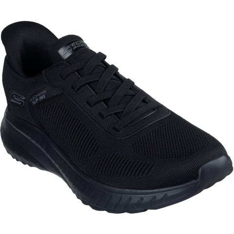 Skechers Slip - Ins 118312/BBK Black BOBS Sport Squad Chaos Solid Step Shoe Mens Casual Comfort Hands Free Slip On Shoes