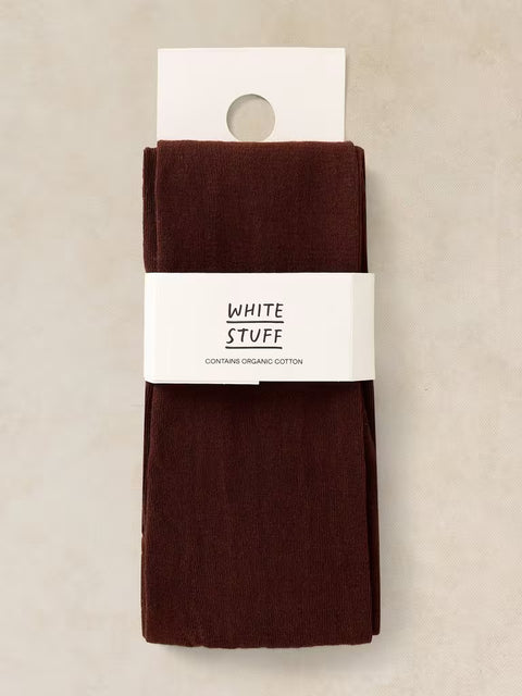 White Stuff Patty Deep Brown Plain Tights
