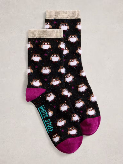 White Stuff Fluffy Ankle Socks Black Multi 444096