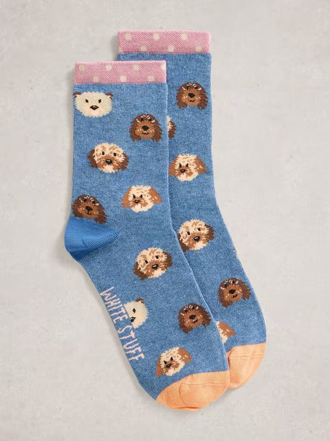 White Stuff Novelty Ankle Socks Blue Multi 444136
