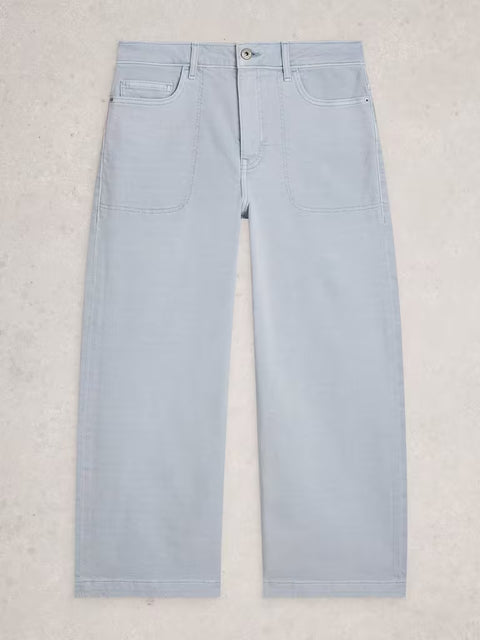 White Stuff Tia Light Blue Wide Leg Crop Jean