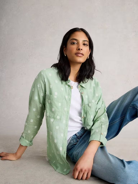 White Stuff Sophie Organic Cotton Shirt Green Multi