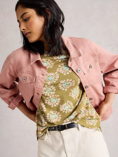White Stuff Abbie Tee Khaki Green