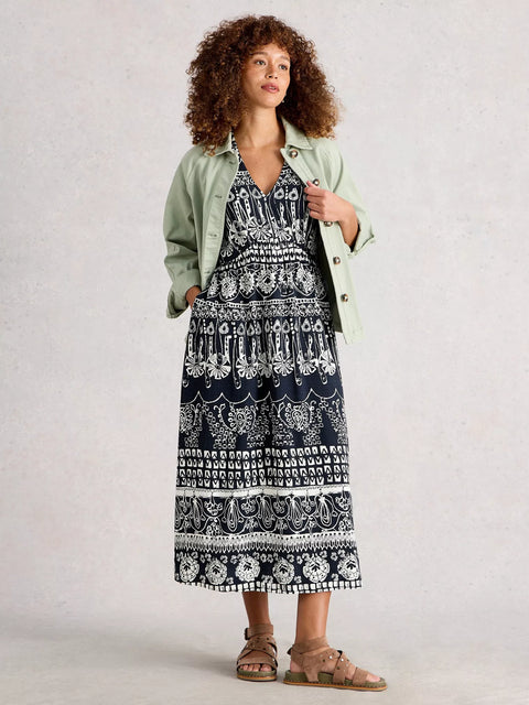 White Stuff Lucy Midi Dress Navy Print