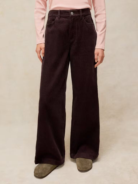 White Stuff Ayla Dark Brown Cord Wide Leg Short Trouser