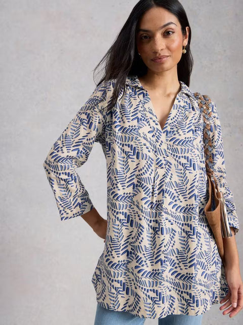 White Stuff Bianca Linen Tunic Ivory Print