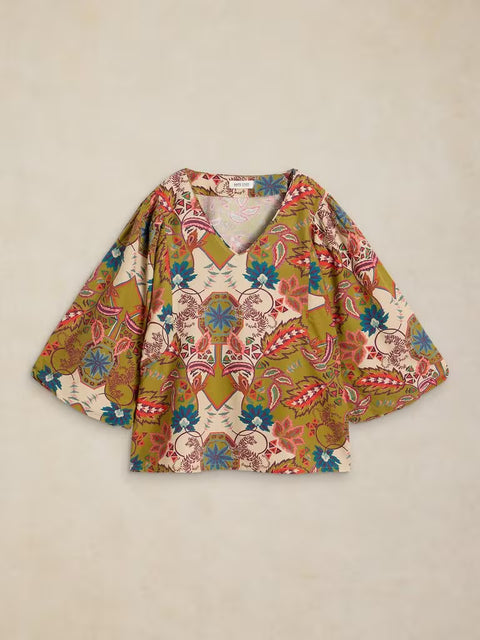 White Stuff Green Multi Matilda Top