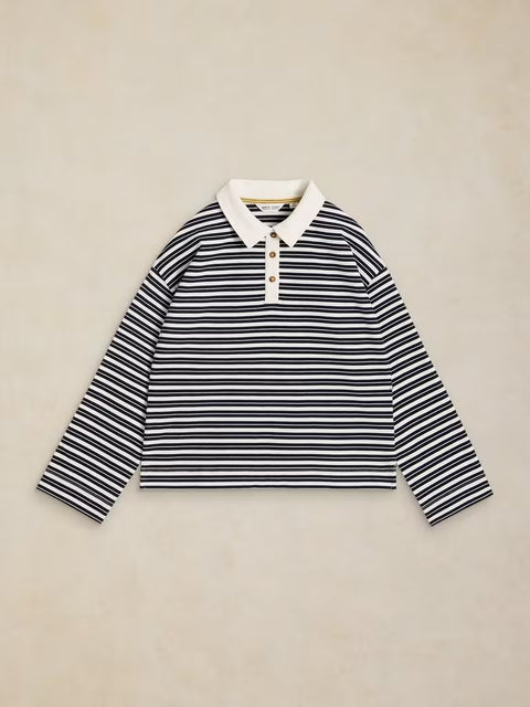White Stuff Riley Navy Multi Long Sleeve Rugby