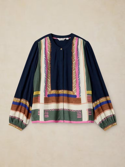 White Stuff Lana Navy Print Top