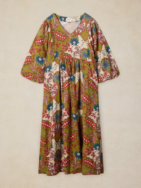 White Stuff Matilda Green Multi Dress