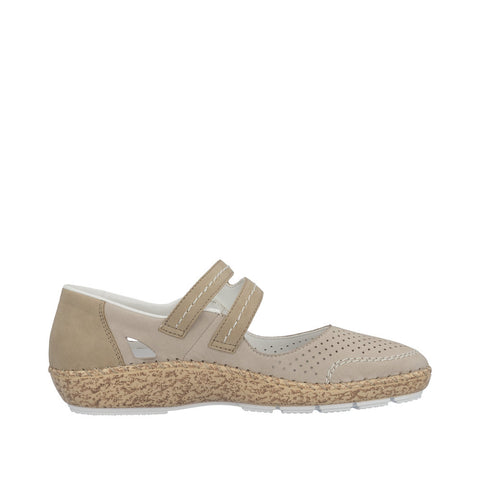 Rieker 44885-40 Beige Womens Casual Comfort Touch Fastening Leather Shoes