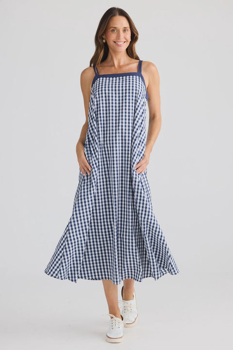 Brave + True Erica Dress Navy Gingham BT25380