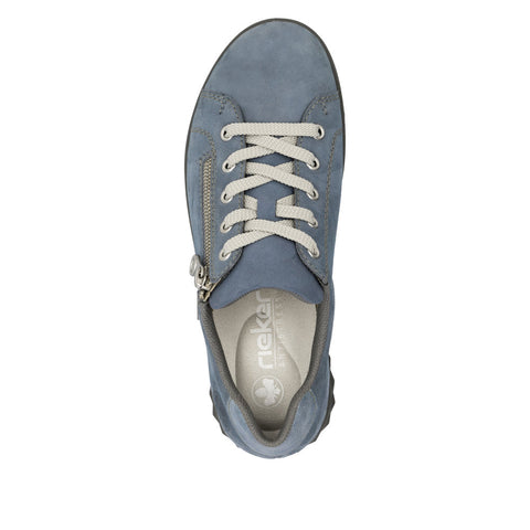 Rieker 59000-10 Blue Womens Rieker Casual Comfort Lace Up Zip Up Shoes
