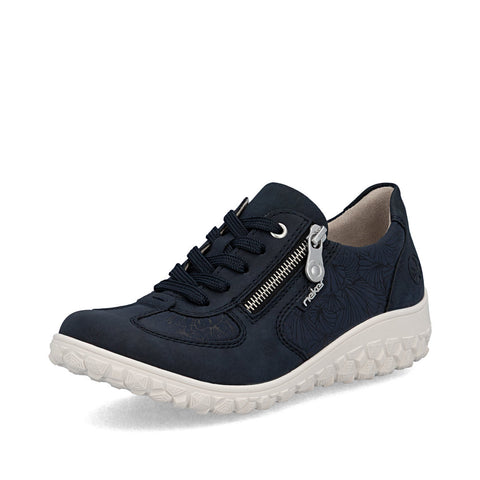Rieker 59501-14 Pazifik Blue Womens Casual Comfort Lace Up Zip Up Wide Fit Shoes