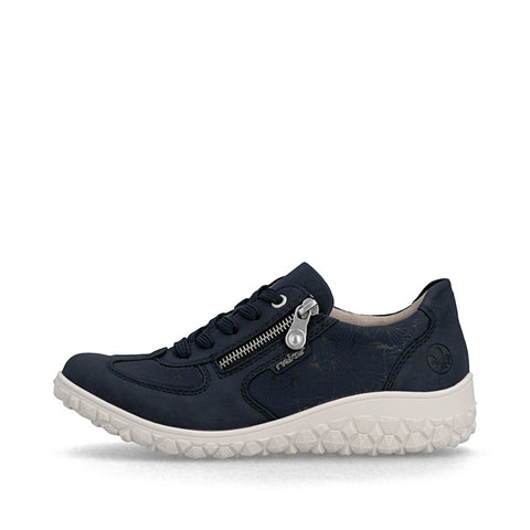 Rieker 59501-14 Pazifik Blue Womens Casual Comfort Lace Up Zip Up Wide Fit Shoes