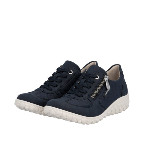 Rieker 59501-14 Pazifik Blue Womens Casual Comfort Lace Up Zip Up Wide Fit Shoes