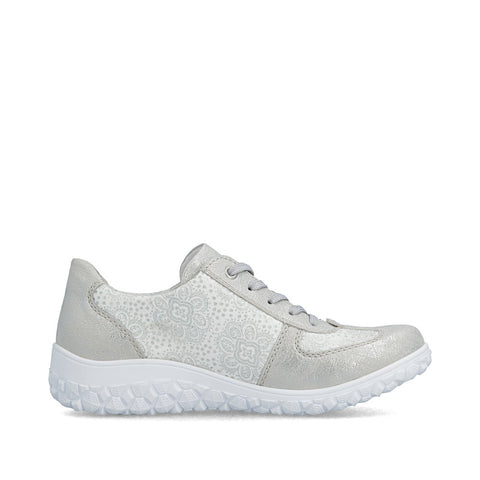 Rieker 59501-90 Silver Platinum Womens Casual Comfort Lace Up Zip Up Wide Fit Shoes