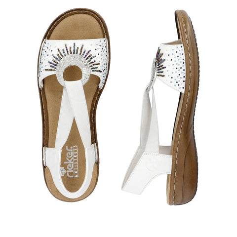 Rieker 60880-80 White Womens Slip On Sandals