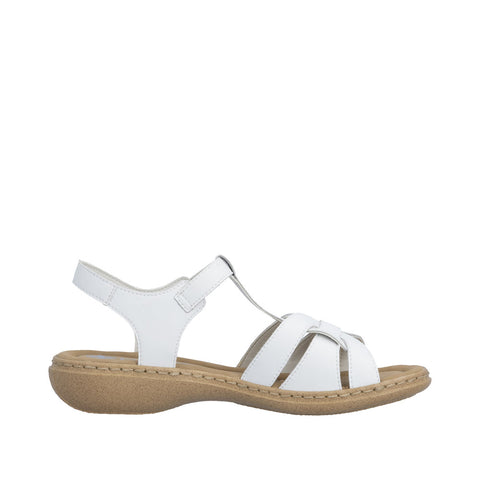 Rieker 61853-80 White Womens Casual Comfort Slingback Leather Sandals