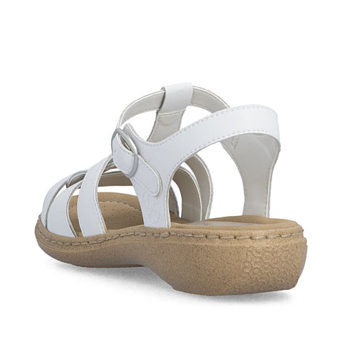 Rieker 61853-80 White Womens Casual Comfort Slingback Leather Sandals