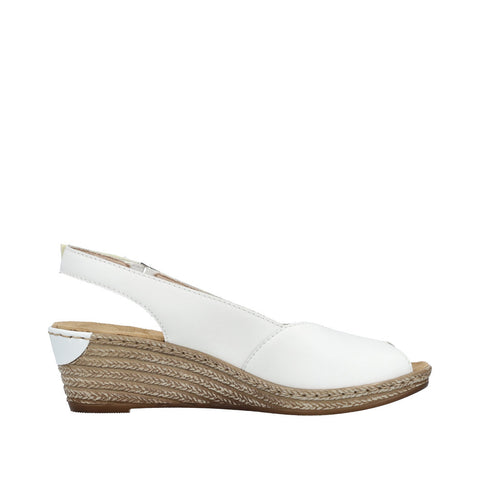 Rieker 62462-80 White Womens Casual Comfort Slingback Wedge Sandals
