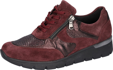 Waldlaufer 626K04 402 020 K-Ramona Gree Posterstretch Bordo Nuba Bordo Womens K Fitting Suede Lace Up Casual Trainers