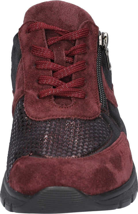 Waldlaufer 626K04 402 020 K-Ramona Gree Posterstretch Bordo Nuba Bordo Womens K Fitting Suede Lace Up Casual Trainers