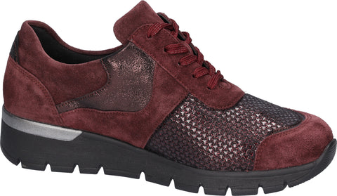 Waldlaufer 626K04 402 020 K-Ramona Gree Posterstretch Bordo Nuba Bordo Womens K Fitting Suede Lace Up Casual Trainers