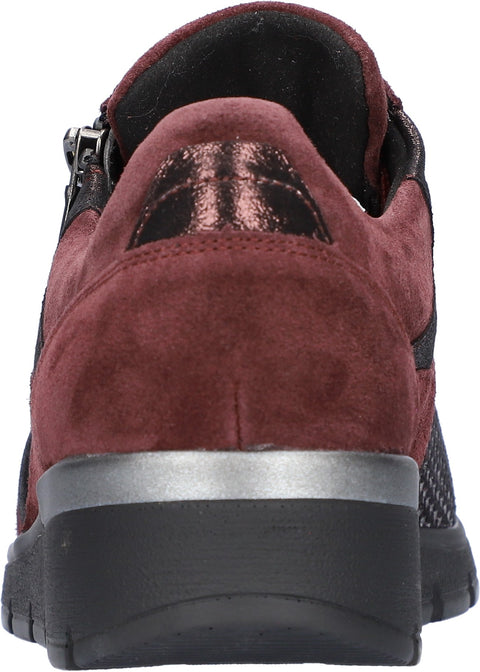 Waldlaufer 626K04 402 020 K-Ramona Gree Posterstretch Bordo Nuba Bordo Womens K Fitting Suede Lace Up Casual Trainers