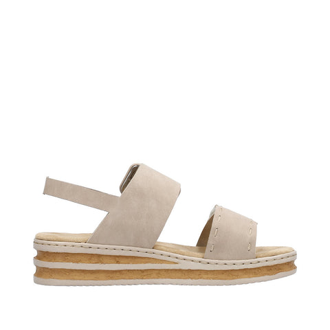 Rieker 62950-62 Nude Casual Comfort Slingback Platform Wedge Sandals