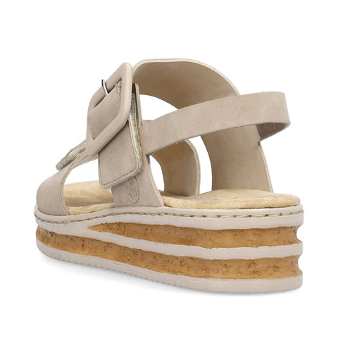 Rieker 62950-62 Nude Casual Comfort Slingback Platform Wedge Sandals