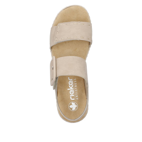Rieker 62950-62 Nude Casual Comfort Slingback Platform Wedge Sandals