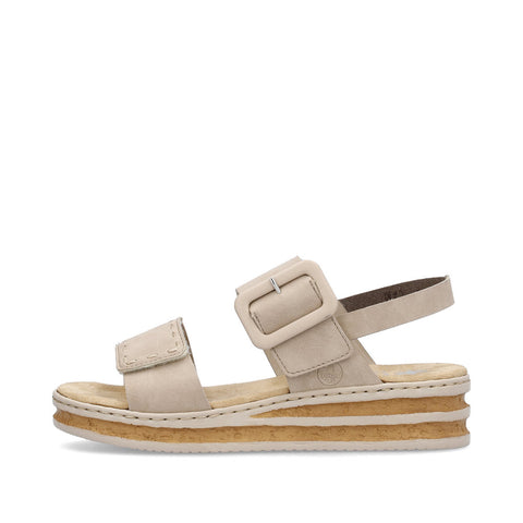 Rieker 62950-62 Nude Casual Comfort Slingback Platform Wedge Sandals