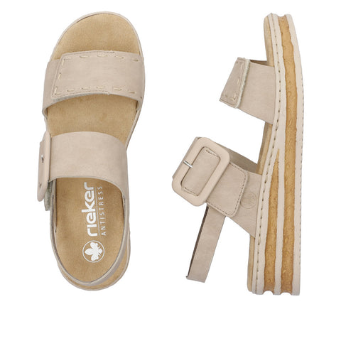Rieker 62950-62 Nude Casual Comfort Slingback Platform Wedge Sandals