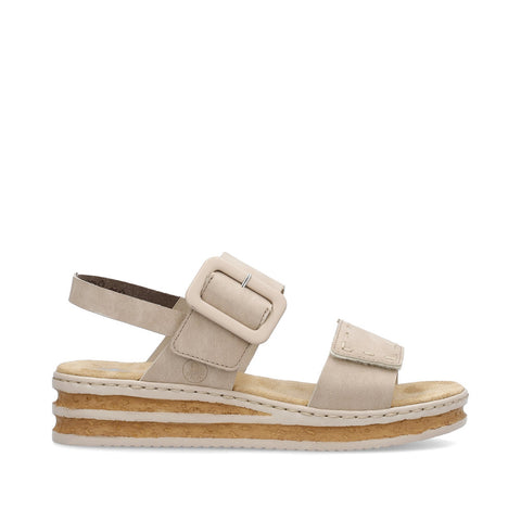 Rieker 62950-62 Nude Casual Comfort Slingback Platform Wedge Sandals
