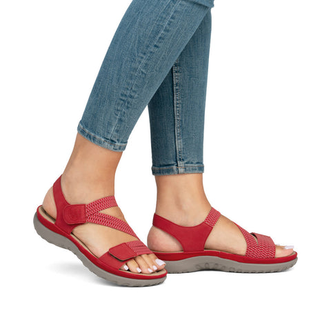 Rieker 64870-33 Red Womens Casual Comfort Touch Fastening Sling Back Sandals