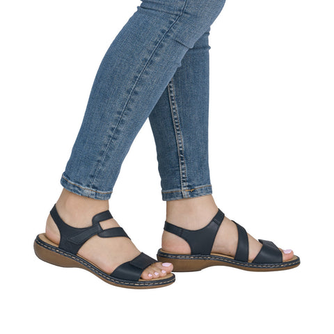 Rieker 659C7-16 Pazific Womens Casual Comfort Touch Fastening Sling Back Leather Sandals